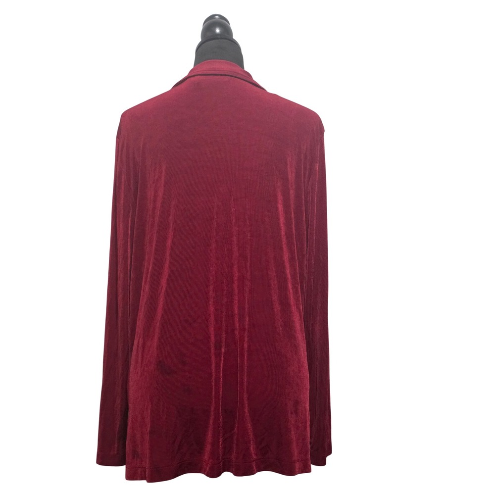 Chicos Travelers Burgundy Red Slinky Knit Single Button Jacket Blazer Size 3 /XL - Picture 4 of 10